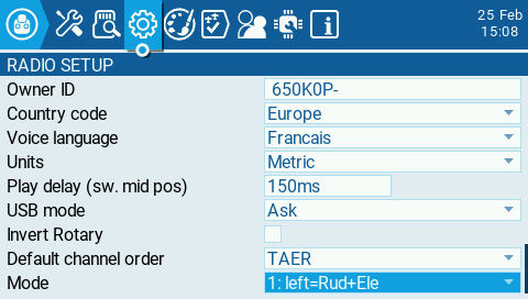 RadioMasterTX16S Mark II sous EdgeTX premier pas 212